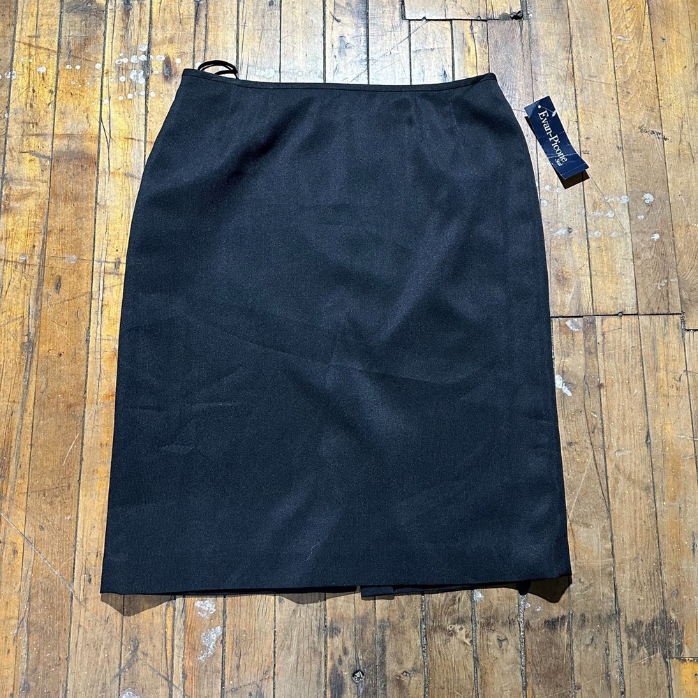 Evan Picone Pencil Skirt Womens Size 12 Black Solid Vented Flat Front Zipper